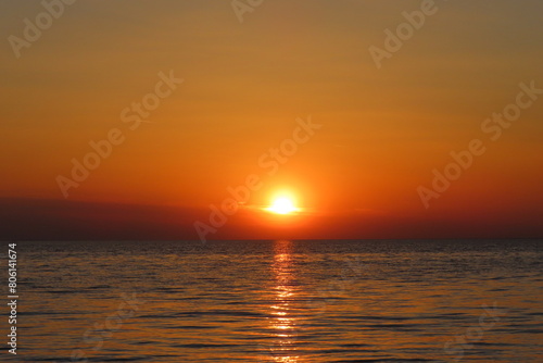 Beautiful orange sunset over the sea 