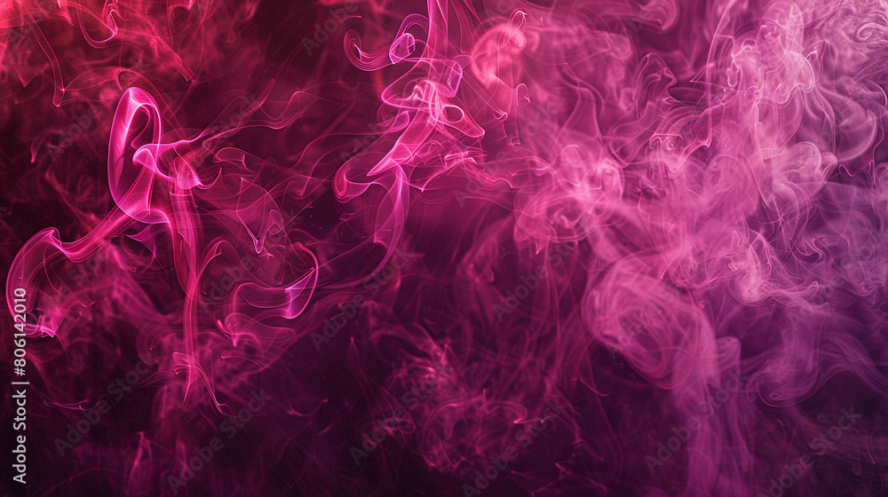 Obraz premium Smoke billowing in rich burgundy, subtly enhanced with a neon magenta texture that adds a touch of glamour.