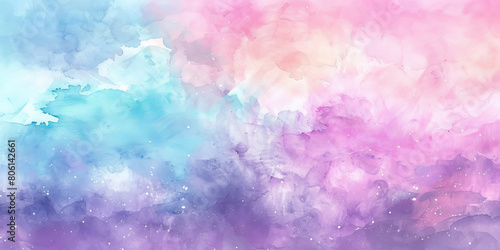 Watercolor background with soft pastel colors  sky blue and purple tones  pink clouds  colorful watercolor  banner vintage card 