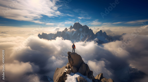 Man on top of a mountain