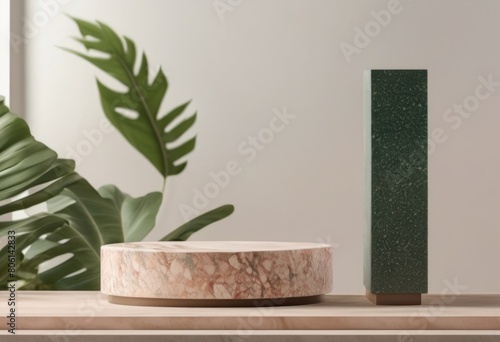 Luxury podium for product presentation with nature use for background