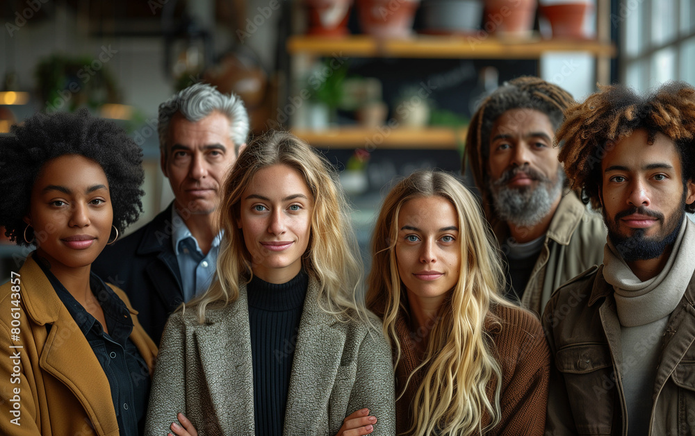Diverse team standing together. Generative AI Diverse team standing together. Generative AI