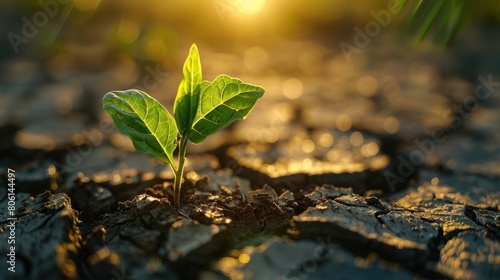 A new beginning as bright green saplings move through the barren soil. It represents the resiliency of life and the promise of a sustainable, 