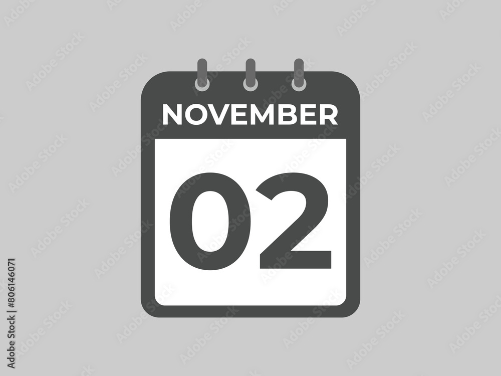 November 2 calendar reminder. 2 November daily calendar icon template. Calendar 2 November icon Design template. Vector illustration
November 2 calendar reminder. 2 November daily calendar icon template. Calendar 2 November icon Design template. Vector illustration