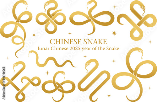Chinese Snake zodiac clipart. Chinese lunar 2025 New year of the Snake