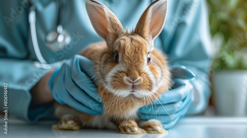 A rabbit in for a check-up at a vet clinic