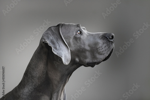 Silver Grey Weimaraner Dog in Profile