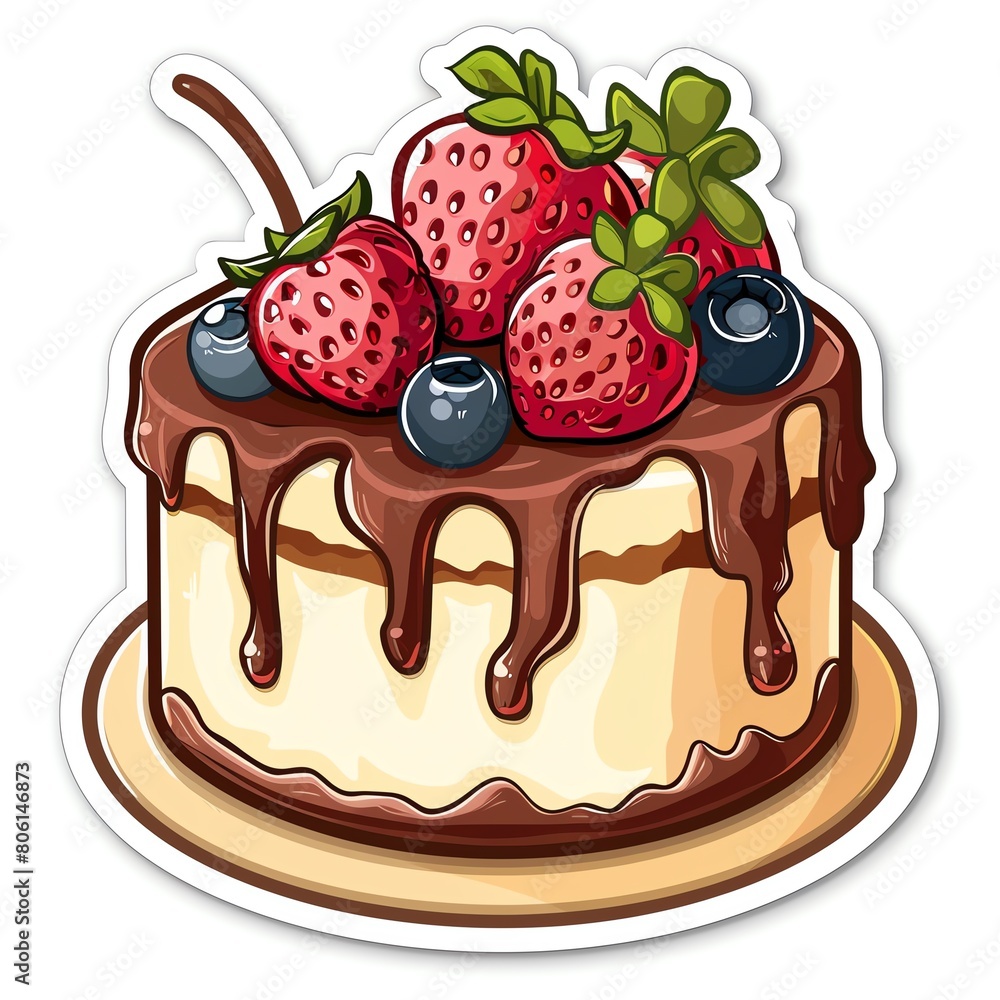 A cute sticker of Angel Food Cake, clipart, isolated on white background A cute sticker of Angel Food Cake, clipart, isolated on white background