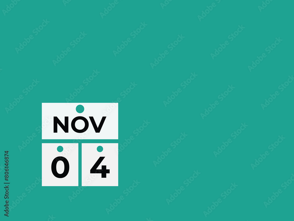 November 4 calendar reminder. 4 November daily calendar icon template. Calendar 4 November icon Design template. Vector illustration
November 4 calendar reminder. 4 November daily calendar icon template. Calendar 4 November icon Design template. Vector illustration