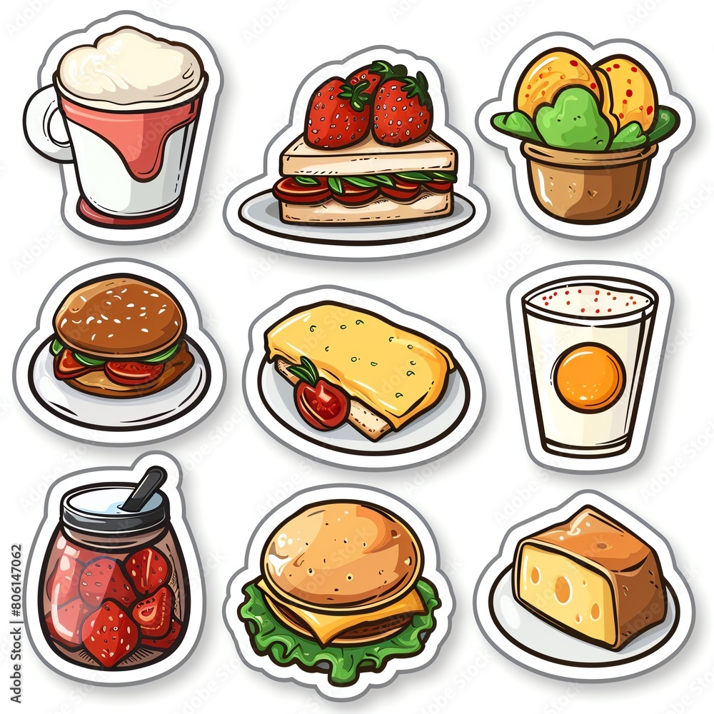 A cute sticker of Brunch, clipart, isolated on white background A cute sticker of Brunch, clipart, isolated on white background