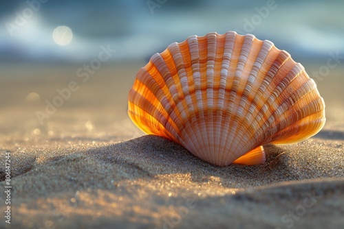 Single Seashell on Sandy Beach © gearstd