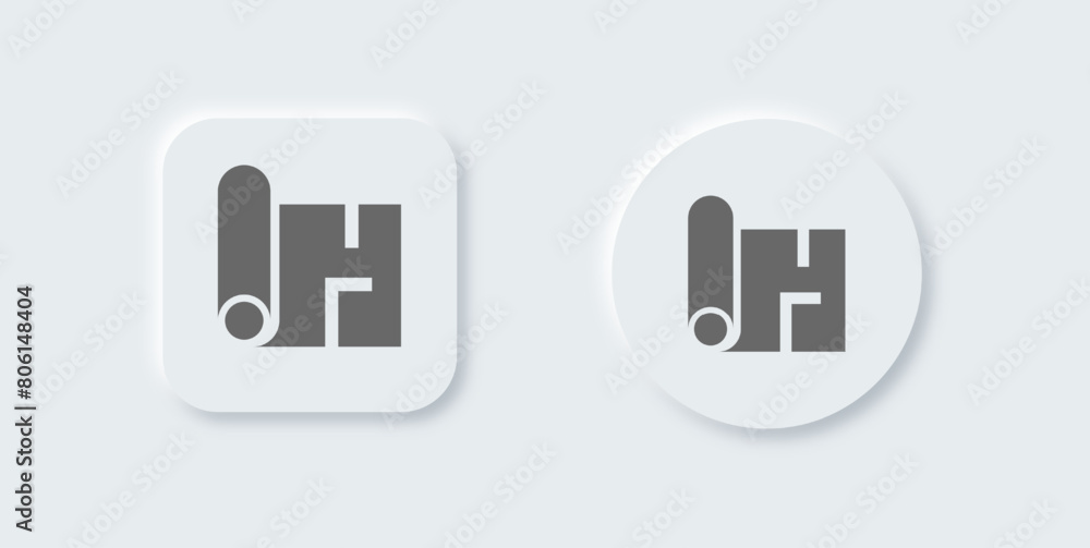 Blueprint solid icon in neomorphic design style. Draft signs vector illustration. Blueprint solid icon in neomorphic design style. Draft signs vector illustration.