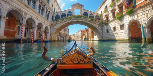 A gondola gliding through the canals , boat in canals photo