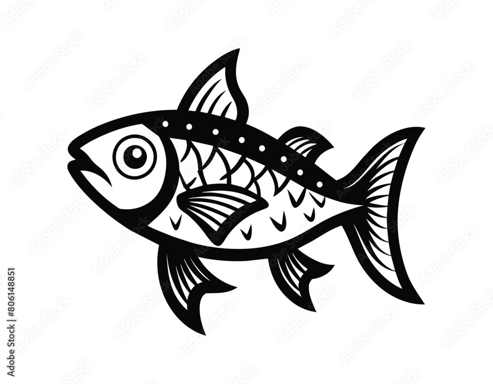 Fish doodle sketch style icon on white background, vector illustration Fish doodle sketch style icon on white background, vector illustration