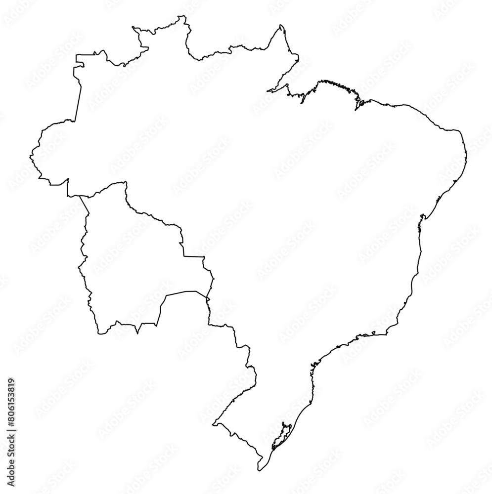 Outline of the map of Brazil, Bolivia