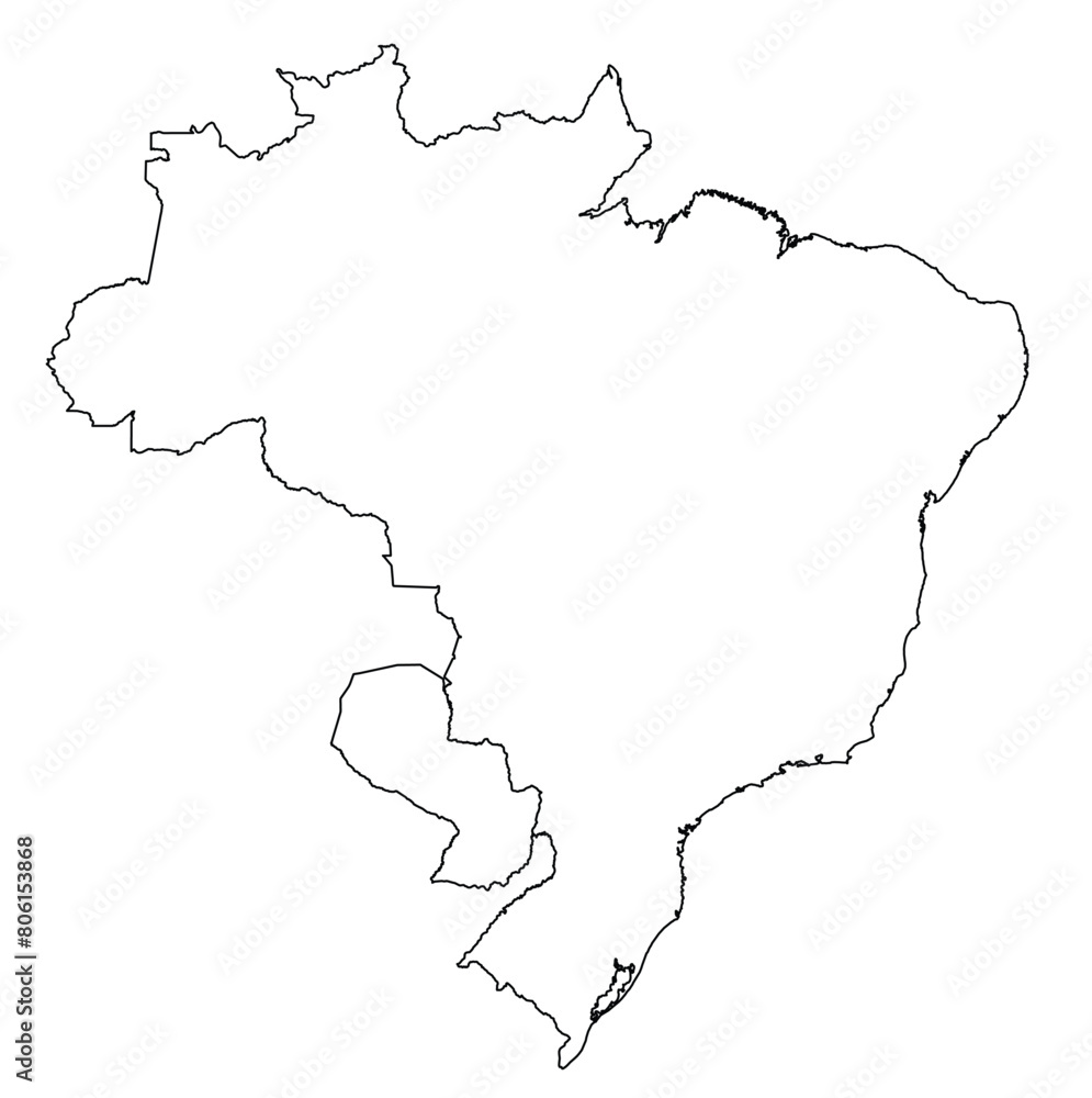 Fototapeta premium Outline of the map of Brazil, Paraguay