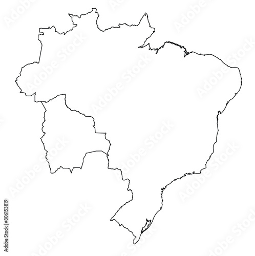 Outline of the map of Brazil  Bolivia