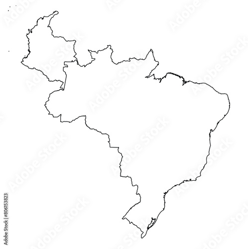 Outline of the map of Brazil  Colombia