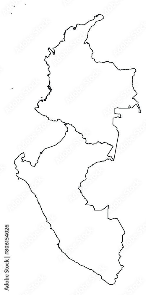 Outline of the map of Peru,Colombia