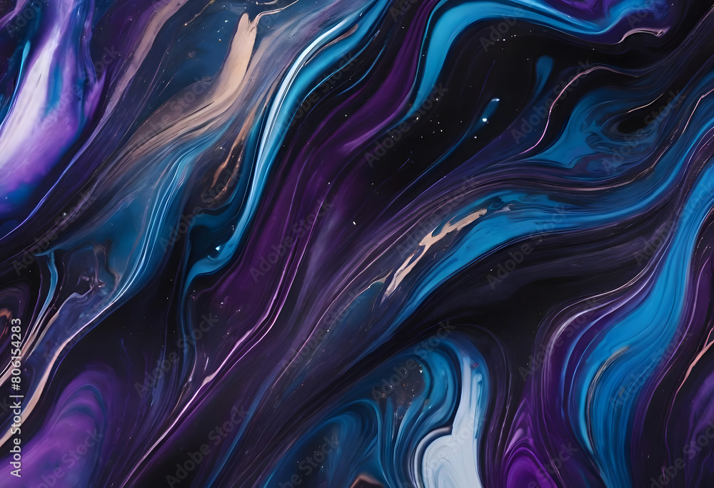 Cosmic Flow: Vibrant Abstract in Deep Blues and Purples Cosmic Flow: Vibrant Abstract in Deep Blues and Purples