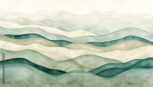 Wallpaper Mural A calming blend of sea green and soft taupe waves, merging in a peaceful pattern that evokes the timeless tranquility of a misty seaside morning. Torontodigital.ca
