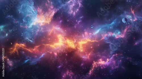 Vibrant Cosmos Colorful Galaxy Splendor photo