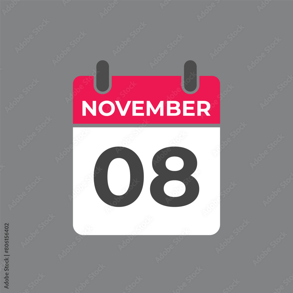 November 8 calendar reminder. 8 November daily calendar icon template. Calendar 8 November icon Design template. Vector illustration
November 8 calendar reminder. 8 November daily calendar icon template. Calendar 8 November icon Design template. Vector illustration