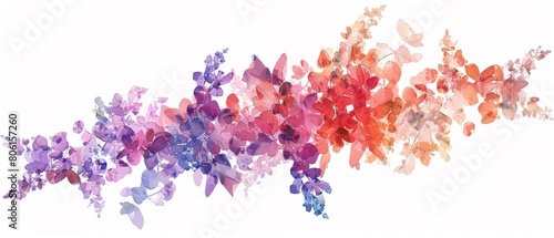 A single object clipart of a watercolor crafted butterfly bush with fractal effects on each flower photo