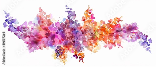 A single object clipart of a watercolor crafted butterfly bush with fractal effects on each flower photo