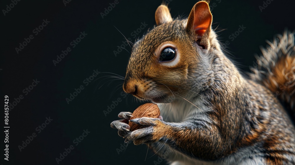 Obraz premium A whimsical squirrel gathering nuts medium shot