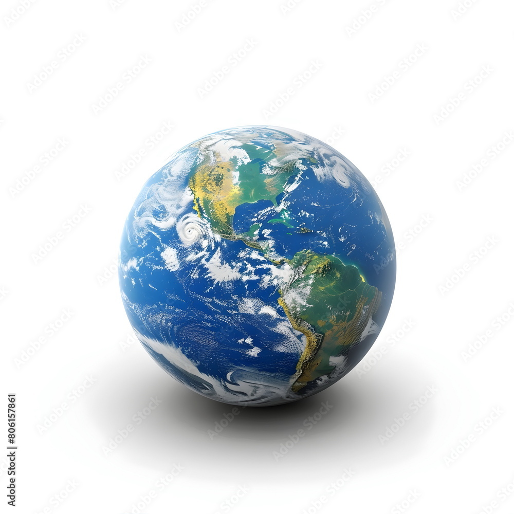 Fototapeta premium Earth Globe 3D Render Realistic Geography Ocean Continents