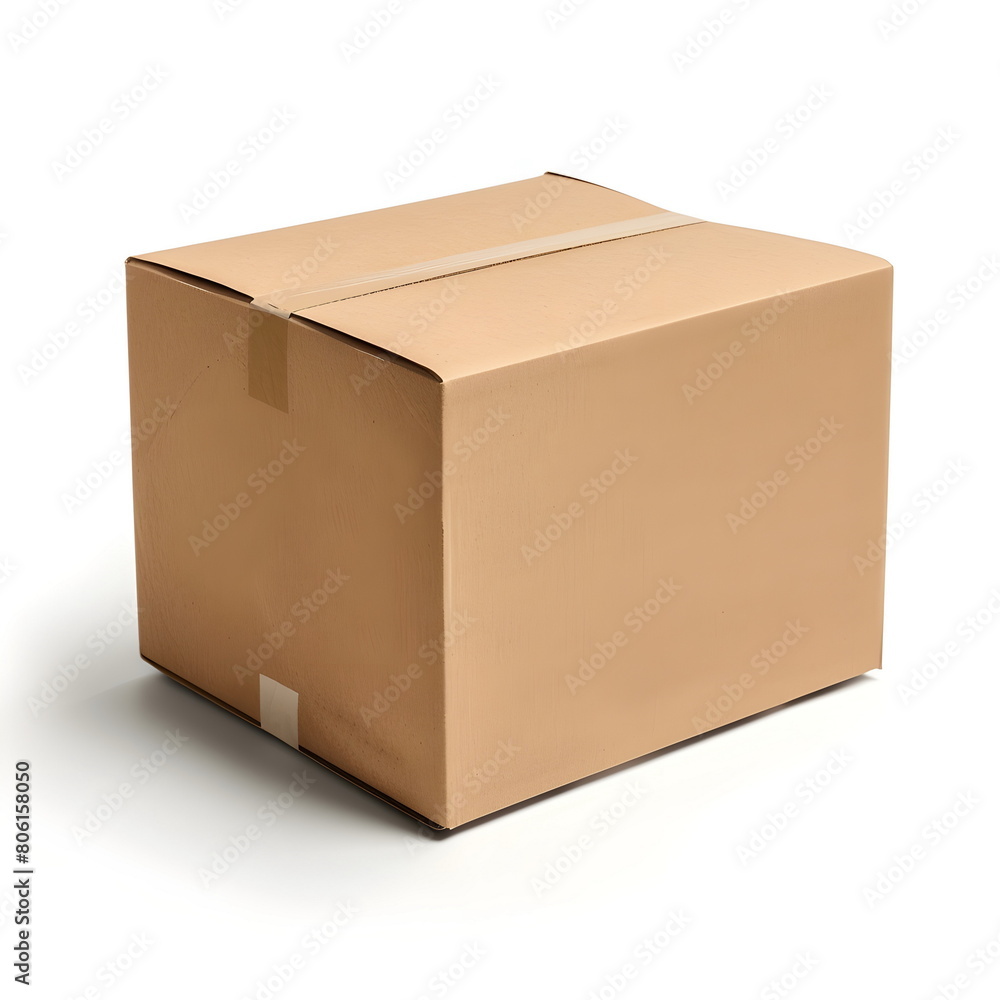Cardboard Box Sealed Packaging Shipping Storage Isolated White Background Cardboard Box Sealed Packaging Shipping Storage Isolated White Background