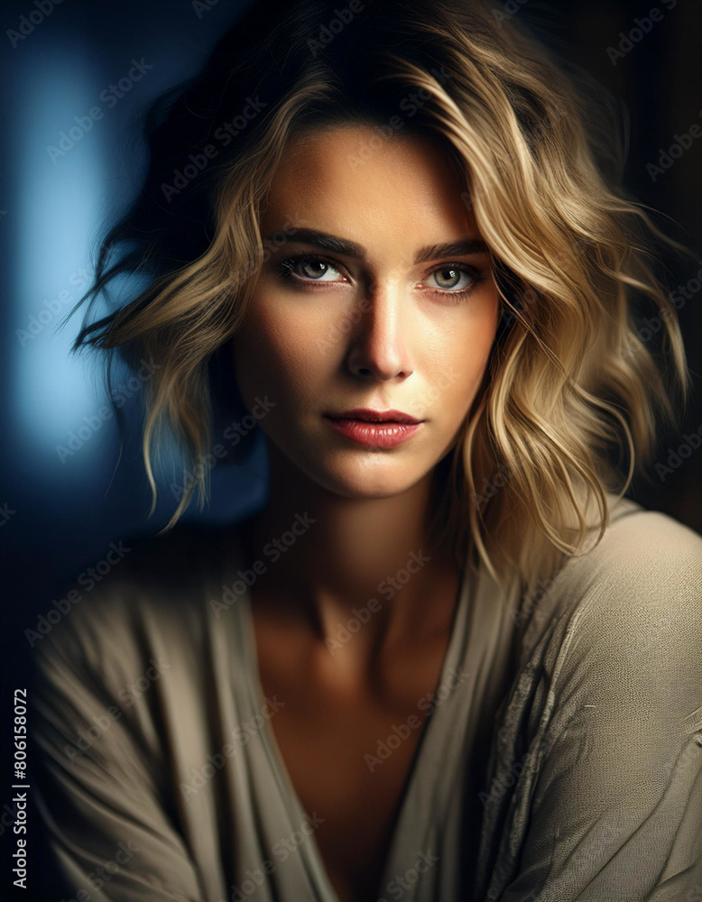 Fototapeta premium Oil Painting of Woman Portrait