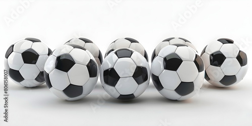 Soccer Balls Row White Black Classic Design