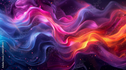 A colorful, swirling line of light with a purple and orange section photo