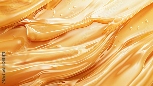 Melted smooth liquid caramel texture abstract background. Sweet food
