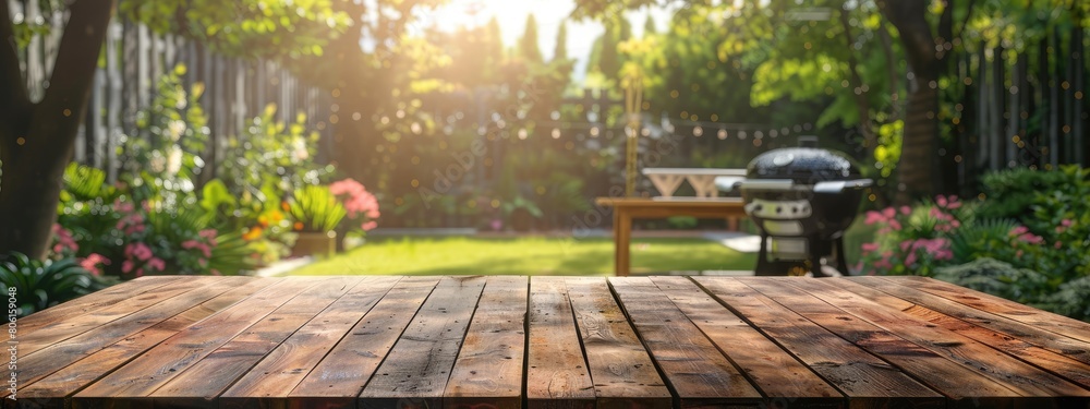 wooden table and barbecue nature wooden table and barbecue nature