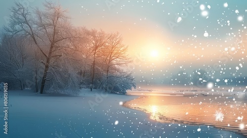 Embrace the serene beauty of winter with the nature design greeting cards template © Sweettymojidesign