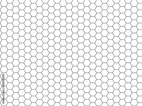 Hexagon background. Monochrome pattern with black dots in a seamless mesh on a white background. Vector illustration.