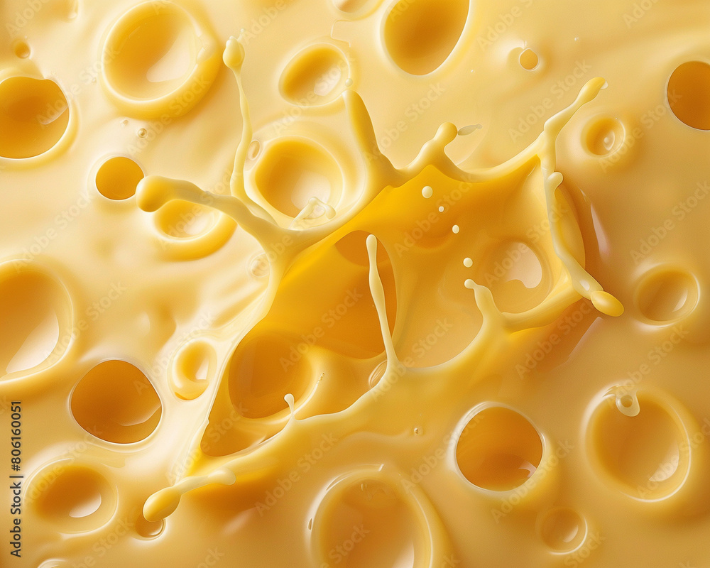 A one-of-a-kind design showcasing melted cheese in a splash pattern, A one-of-a-kind design showcasing melted cheese in a splash pattern,