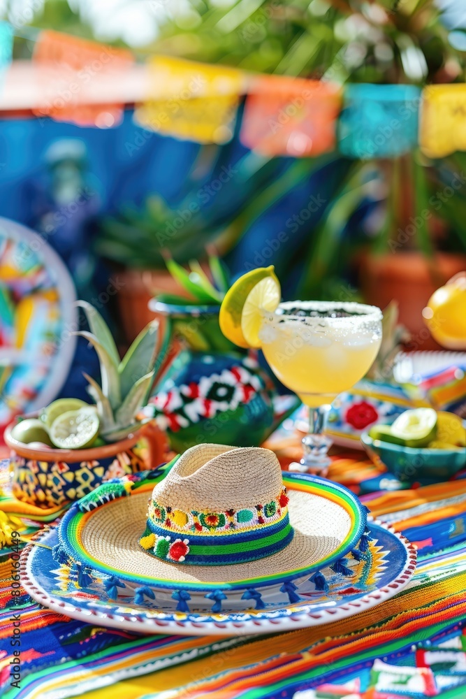 hat and cocktails on the background of the beach. Selective focus hat and cocktails on the background of the beach. Selective focus