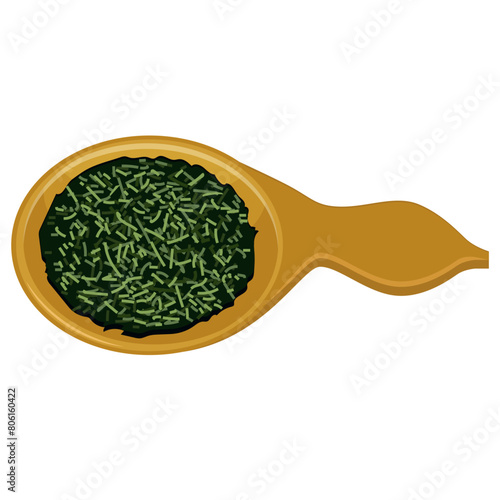 茶さじと茶葉のアイコンのイラスト　ベクター