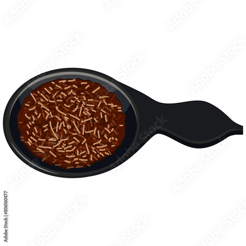 茶さじと茶葉のアイコンのイラスト　ベクター