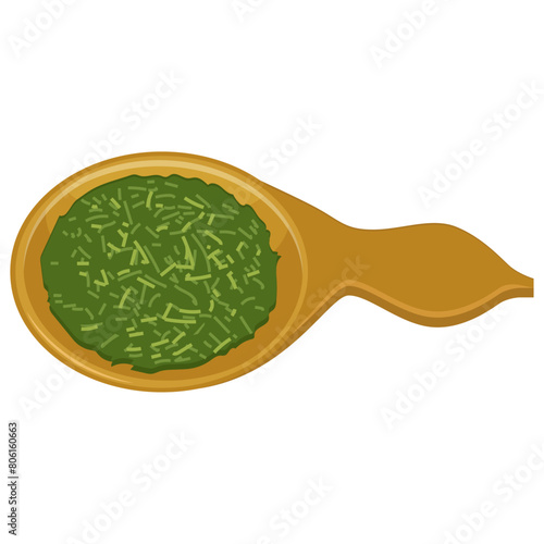 茶さじと茶葉のアイコンのイラスト　ベクター