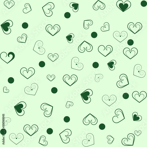 Monochrome heart and polka dot seamles pattern 1