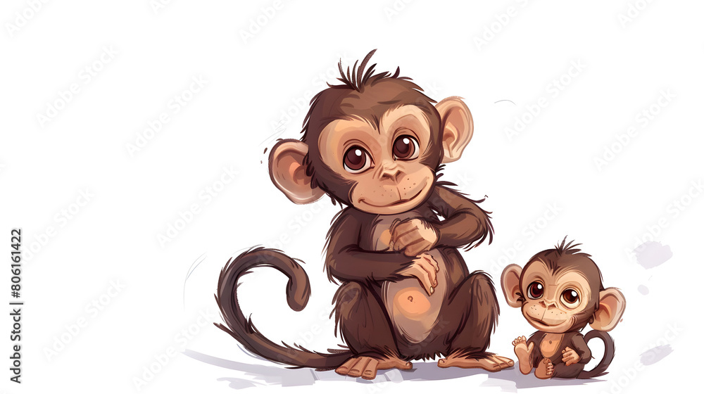Cute little monkey and baby Cute little monkey and baby
