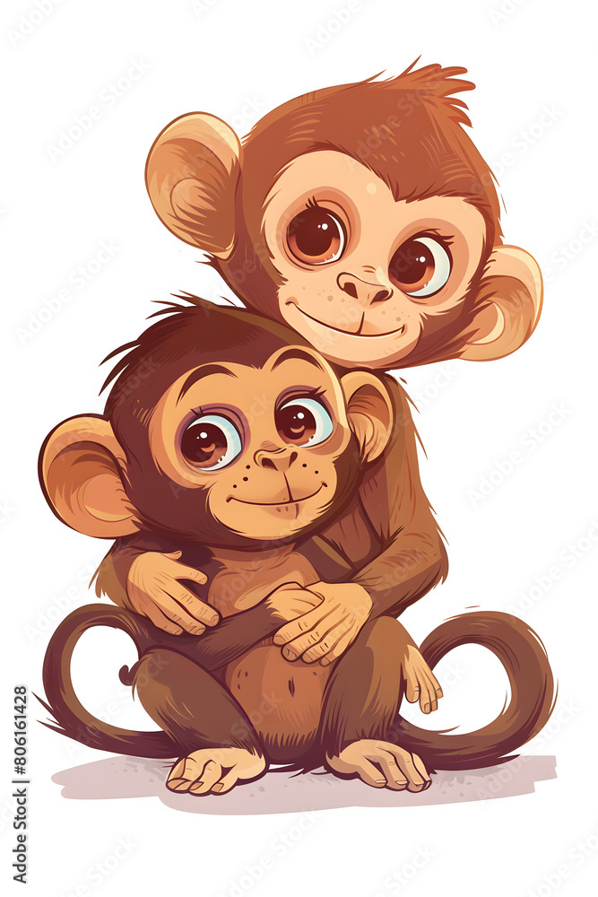 Obraz premium Cute little monkey and baby