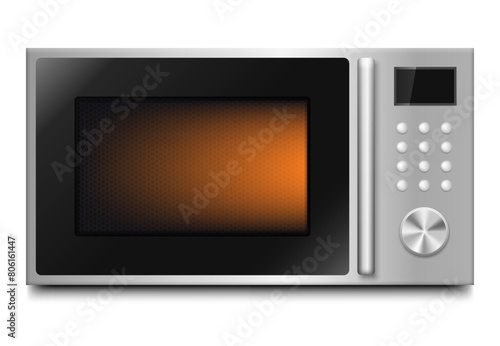 Modern microwave. Kitchen electric appliance for cooking food. Vector illustration.
