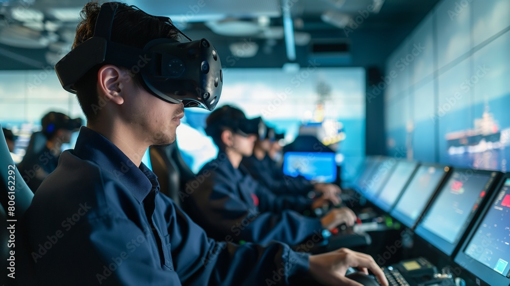 man taking controls from the office on the submarine with new technology and camera man taking controls from the office on the submarine with new technology and camera