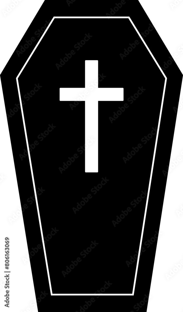 Obraz premium Halloween coffin icon vector. Halloween vampire coffin vector isolated.